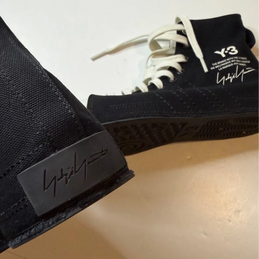Adidas Y-3 Yohji Yamamoto Nizza High Black White Canvas Sneakers Mens 7